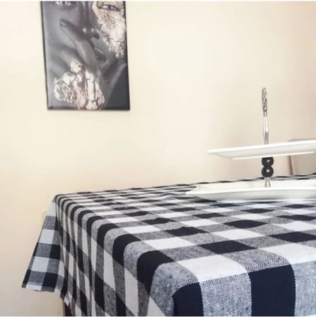 DENİZLİ ÇEYİZ Çok Amaçlı Piknik Masa Örtüsü Sofra Bezi Siyah 150x150