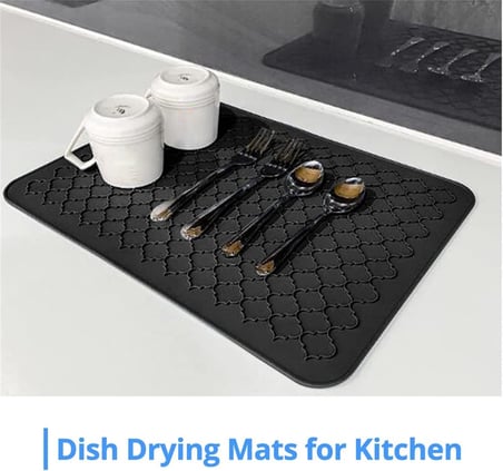 Silikon bulaşık kurutma matı, Kaymaz ve Kolay Temizlenebilir Silikon Mat, Isıya Dayanıklı, Bulaşıklar ve Tezgah Üstü İçin, Buzdolabı Çekmece Astarı (Gri 40x30cm)