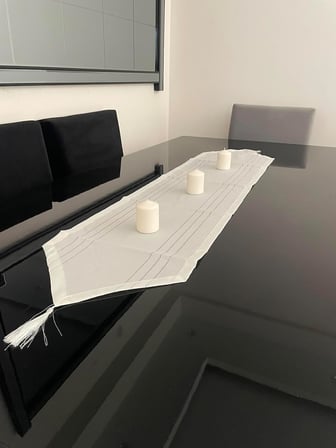 Runner leke tutmaz dertsiz kumaş dekoratif çeyiz krem35 x 140 cm