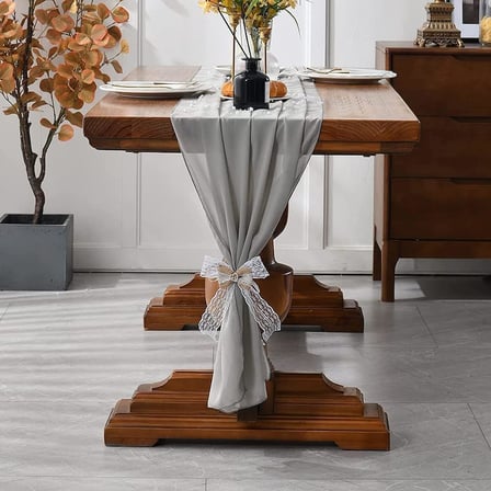 Masa örtüsü, 72cm x 304cm açık gri düğün masa örtüsü, şifon kumaş, rustik şeffaf masa dekoru, romantik nişan, bebek partisi ve doğum günü masaları için