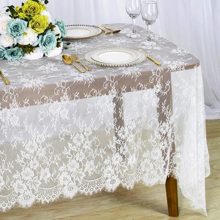 Bolivia’s Yemek masası için masa örtüsü, 150x300cm keten dekor, beyaz dantel detaylı örtü, düğün, akşam daveti, çay saati ve özel etkinliklere uygun masa süsü