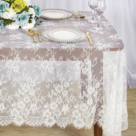 Bolivia’s Yemek masası için masa örtüsü, 150x300cm keten dekor, beyaz dantel detaylı örtü, düğün, akşam daveti, çay saati ve özel etkinliklere uygun masa süsü