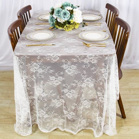 Bolivia’s Yemek masası için masa örtüsü, 150x300cm keten dekor, beyaz dantel detaylı örtü, düğün, akşam daveti, çay saati ve özel etkinliklere uygun masa süsü