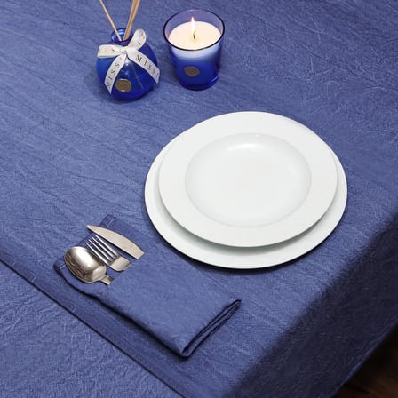 Taşlanmış Indigo Denim Pamuk Masa Örtüsü
