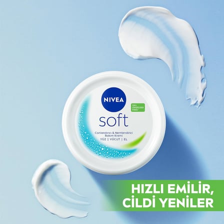 Soft Nemlendirici Bakım Kremi 100 ml, El,Yüz,Vücut Kremi, 48 Saat Nemlendirme,Jojoba Yağı,E Vitamini,Paraben İçermez