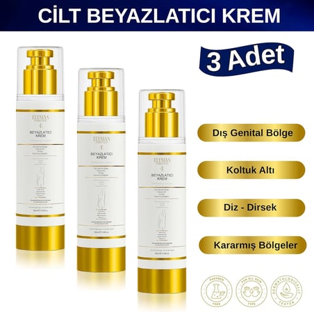 Cilt Beyazlatıcı | Kararma Giderici Krem 3'lü Set - Genital Bölge, Koltuk Altı, Bikini Bölgesi, Dirsek ve Vücut 100 ml