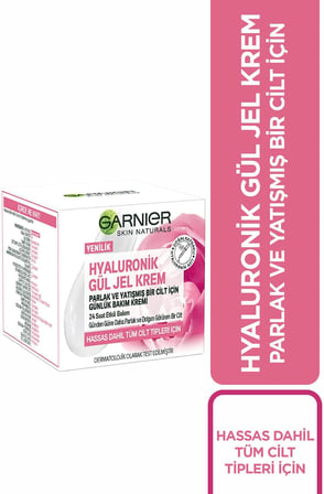 Hyaluronik Gül Jel Krem Parlak ve Yatışmış Bir Cilt İçin Günlük Bakım Kremi (50 ml)