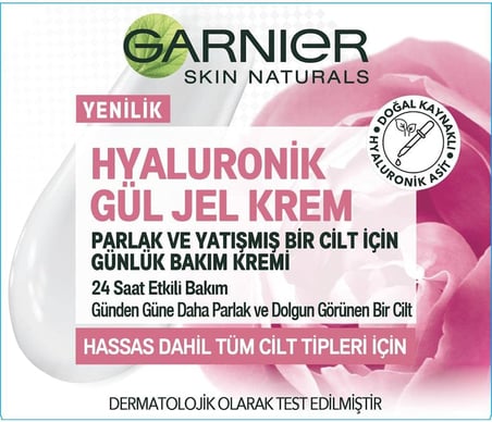 Hyaluronik Gül Jel Krem Parlak ve Yatışmış Bir Cilt İçin Günlük Bakım Kremi (50 ml)