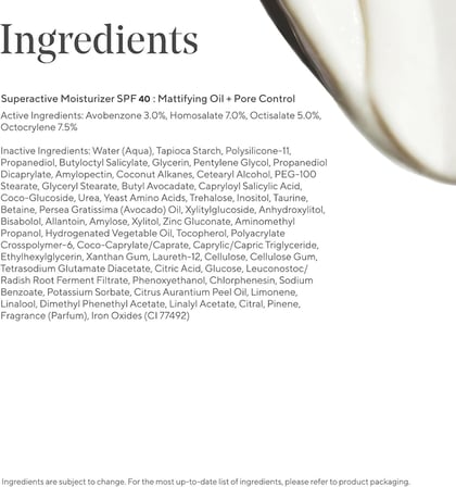 Güneş Koruyucu, Matlaştırıcı ve Gözenek Sıkılaştırıcı Nemlendirici Krem SPF 40, Superactive SPF 40 Moisturizer, Mattifying Oil + Pore Control