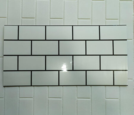 6 Adet 60x30cm Beyaz Tuğla Desen Yapışkanlı Karavan Prefabrik Banyo Wc Duvar Paneli Shiny-19