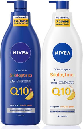 Q10 Sıkılaştırıcı Vücut Bakım Sütü Kuru Cilt 400ml Ve Vücut Losyonu Normal Cilt 400ml, C Vitam