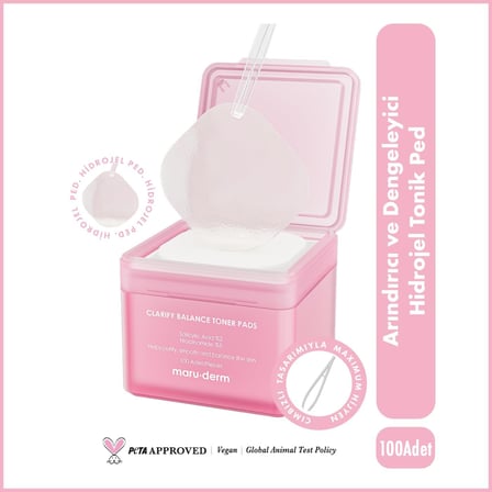 Maruderm Arındırıcı ve Dengeleyici Hidrojel Tonik Ped 100 Adet - Salisilik Asit %2, Niacinamide %5