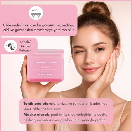 Maruderm Arındırıcı ve Dengeleyici Hidrojel Tonik Ped 100 Adet - Salisilik Asit %2, Niacinamide %5