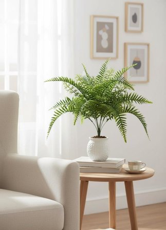 Yapay Çiçek Plastik Cycas Aşk Merdiveni Eğrelti Otu Sıkas Bitkisi 18Yaprak 50*50cm Yapay Bitki