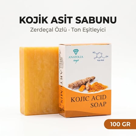 Kojik Asit Sabunu,Koyu Leke, Ölü Hücre, Kolajen, Sivilce, Güneş Lekesi, Zerdeçal, Retinol, C Vitamini, E Vitamini, Kadınlar ve Erkekler için Yüz Temizleyici.