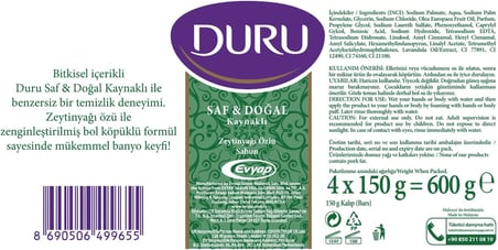 Saf&Doğal Zeytinyağı Sabun, 150 Gramx4