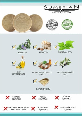 Sumerian Koleksiyonu, Biberiye & Isırgan & Keratin Sabunu Saç Köklerini Uyarır, Kepeğe Karşı Etkilidir, Saç Dökülmesi İle Mücadele Eder Ve Saça Dolgunluk Verir. 125gr Tekli Paket
