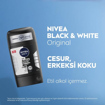 MEN Erkek Stick Deodorant Black&white Invisible Original 50ml 72 Saat Anti-perspirant Ter Koruması