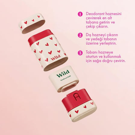 %98 Natural Stick Deodorant Kutu ve Refill Paketi Love Heart Case ve Pink Grapefruit & Lime 40 g.