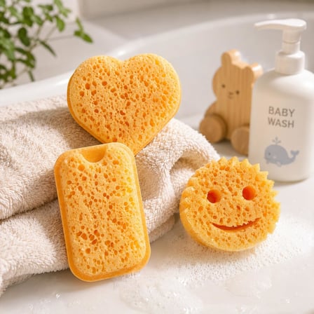 Bebek Banyo Süngeri ve Çocuk Banyo Lifi ve Süngeri, Bebek Yıkama Süngeri, Yumuşak Duş Sünger- 3 Adet