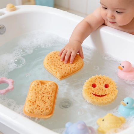 Bebek Banyo Süngeri ve Çocuk Banyo Lifi ve Süngeri, Bebek Yıkama Süngeri, Yumuşak Duş Sünger- 3 Adet