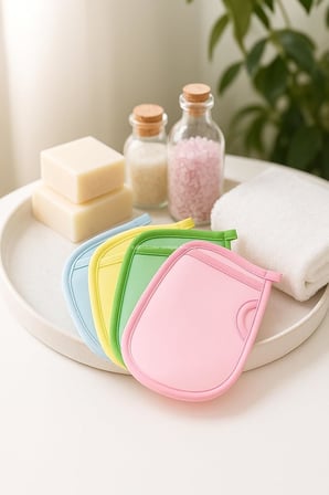 Ele Geçmeli Banyo Kesesi Yumuşak İpek Vücut Lifi, Gözenek Açıcı Ölü Deri Sökücü Kese, Kir Çıkarıcı Hamam Kesesi, Cilt Yenileyici Peeling Etkili Duş Eldiveni, Batık ve Çilek Bacak Görünümü Kar
