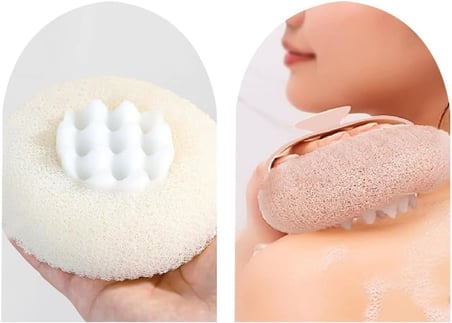 GüncelÇarşı Vantuzlu Banyo Masaj Süngeri Peeling Etkili Vücut Kesesi ve Köpürtücü, Duş Süngeri, Duş Kesesi, Lif