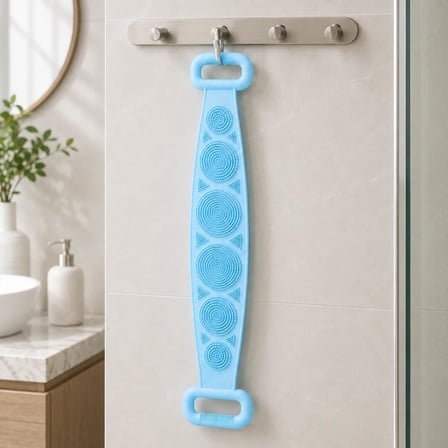 Silikon Sırt Yıkama Lifi 70 x 10 cm, Çift Taraflı Esnek Banyo Kesesi, Uzun Saplı Vücut Temizleme ve Masaj Lifi