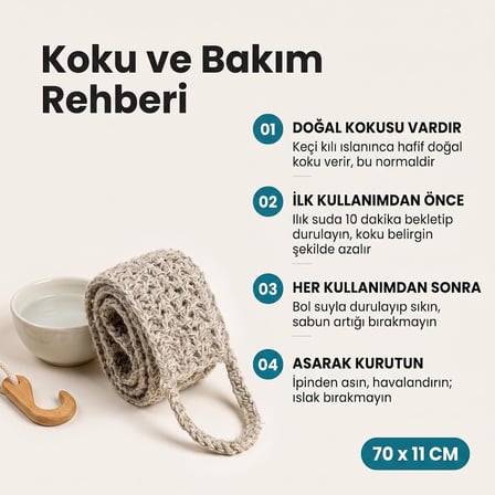Keçi Kılı Sırt lifi El örmesi. 70 cm 11 cm gri