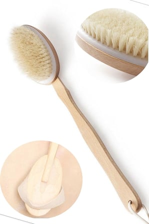 Banyo Peeling Duş Lifi Vücut Fırçası Sırt Kesesi Kuru Fırçalama At Kılı Ahşap 1450