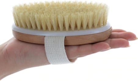 Organik Doğal At Kılı Banyo Fırçası, Ahşap Tutamak