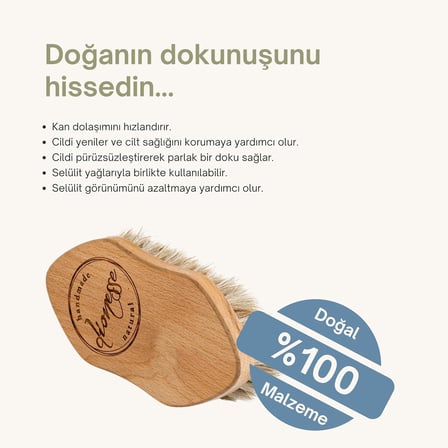 At Kılı Fırçası |  Kayın Ağacı Ve At Yelesi Kıllarından El Yapımı Selülit Fırçası