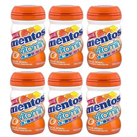 Mentos Pure Fresh Turunçgil Aromalı Şekersiz Vitaminli Draje Sakız (B6&c&B12) 6 Adet X 90 Gram
