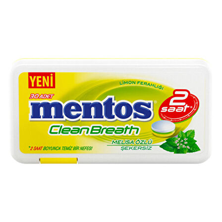 Mentos Clean Breath Limon Aromalı ve Melisa Özlü Şekersiz Şekerleme 12Adet x 21Gram