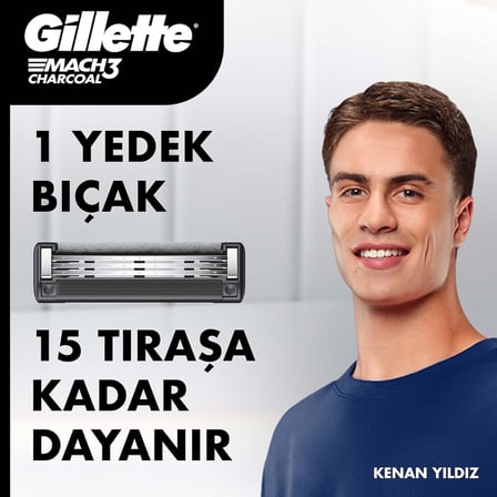 Mach3 Charcoal Tıraş Makinesi + 5 Adet Yedek Tıraş Bıçağı + Premium Stand Hediyeli Peket