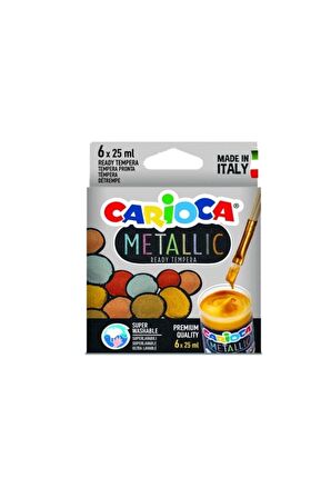 Carioca Metalik Tempera Suluboya Süper Yıkanabilir 6*25 Ml 6 Renk Karışık