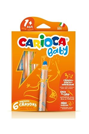 Carioca "3 in 1" Jumbo Bebek Ahşap Gövdeli Boya Kalemi 6'lı