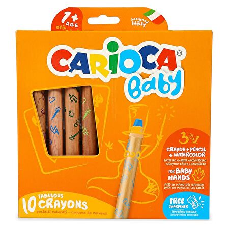 Carioca "3 in 1" Jumbo Bebek Ahşap Gövdeli Boya Kalemi 10'lu