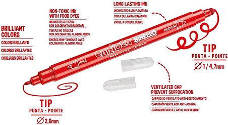 Carioca Birello Süper Yikanabilir Çift Taraflı Keçeli Boya Kalemi 30'Lu