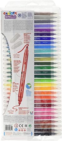 Carioca Birello Süper Yikanabilir Çift Taraflı Keçeli Boya Kalemi 30'Lu