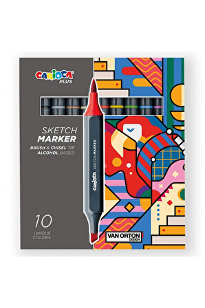 Plus Sketch Marker Çift Taraflı Çizim Kalemi 10 Renk 45241
