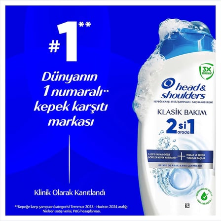 Klasik Bakim 2'Si 1 Arada Kepege Karsi Etkili Sampuan 300Ml