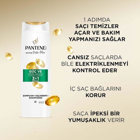 Guc Ve Parlaklik 3'U 1 Arada Sampuan 400 Ml