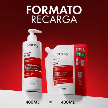 VICHY Dercos Energy+ Dökülme Karşıtı Şampuan Yeniden Dolum Paketi 400 ml