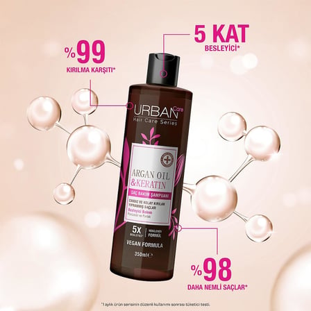 Argan Oil & Keratin Besleyici ve Kırılma Karşıtı Saç Bakım Şampuanı, 350 Mililitre, Vegan