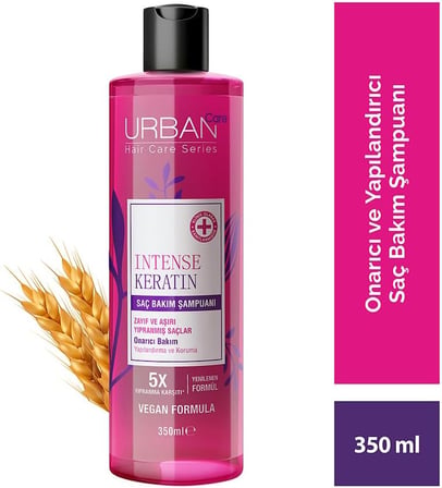 Intense Keratin Yoğun Hasar Onarıcı Saç Bakım Şampuanı, 350 Mililitre, Vegan