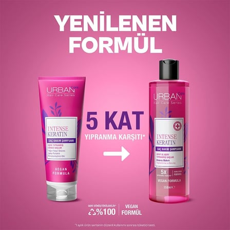 Intense Keratin Yoğun Hasar Onarıcı Saç Bakım Şampuanı, 350 Mililitre, Vegan