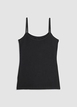 Cotonella Yuvarlak Yaka Siyah Kadın Atlet GD006