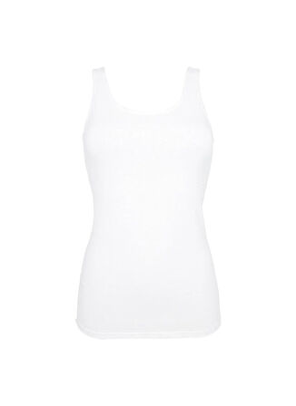 Cotonella Yuvarlak Yaka Beyaz Kadın Atlet GD009