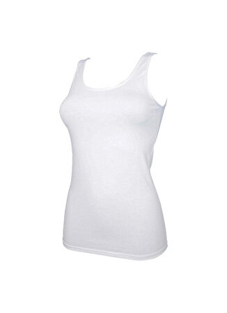 Cotonella Yuvarlak Yaka Beyaz Kadın Atlet GD009